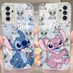 Disney Stitch Angel Reflective Phone Case for Samsung Galaxy A31 A30 A24 A23 A22 A21S A14 A13 A12 4G 5G A05 A05S A03 Hard Cover
