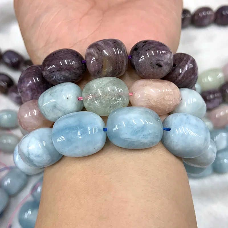 Natural Charoite Morgan Aquamarine Stone Beads 15\'\' Freeform Potato DIY Loose Beads For Jewelry Making Beads Bracelet Necklace