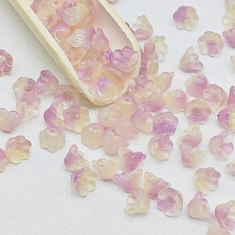 50 ピース/セット 7X12mm カラフルな桔梗ランプワークビーズガラスビーズフラワー桔梗ガラスビーズアクセサリーカラフル