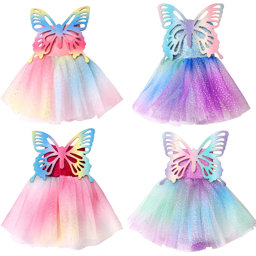 Cute Red Boy Elf Doll 4 Styles Colorful Gradient Butterfly Dress Christma Gifts Toy Accessories 37 cm Elf Dolls Clothes Dresses