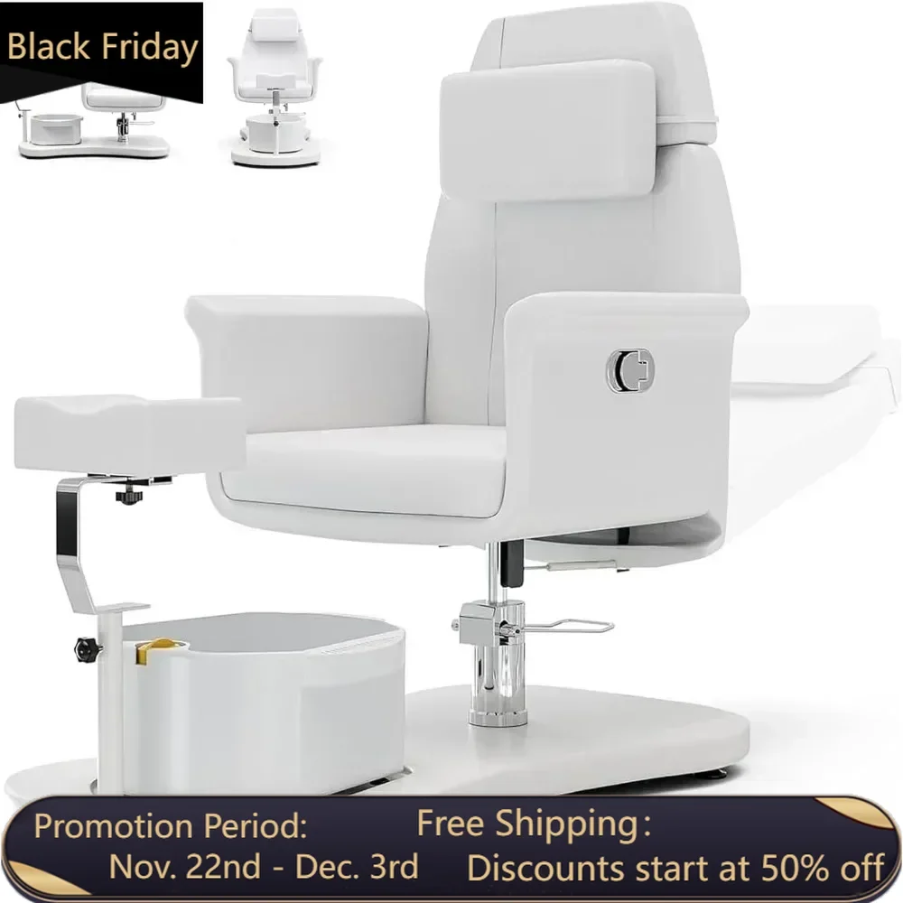 Pedicure Chair for Nail Tech, Upgraded 360 Swivel Hydraulic Lift Reclining Station, Pedicure Unit for Pedicure Chairs