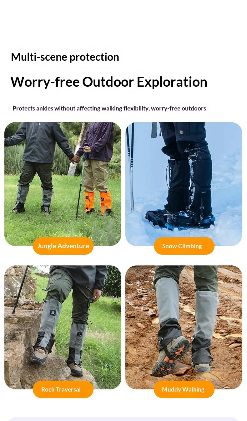 الرجال والنساء في الهواء الطلق الثلوج أغطية الحذاء مكافحة الرش المياه تنفس ومكافحة الرمال الساق الحرس القدم يغطي أحزمة بولي TPU