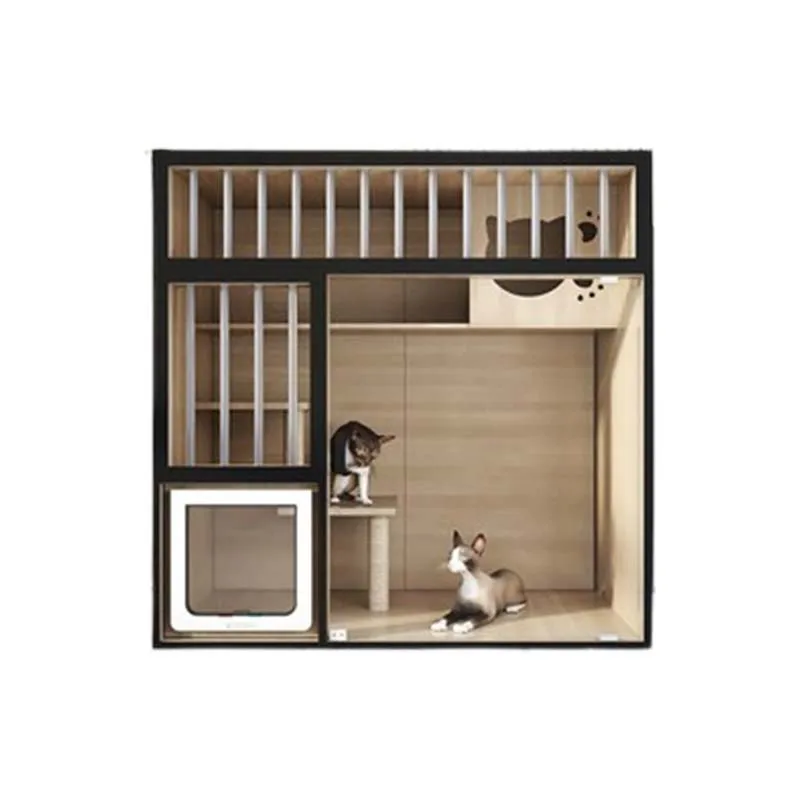 Hot Sale Luxury Modern Indoor Wooden Cat Villa House with Eco-Friendly Design for Multiple Cats Winter Living Room Use