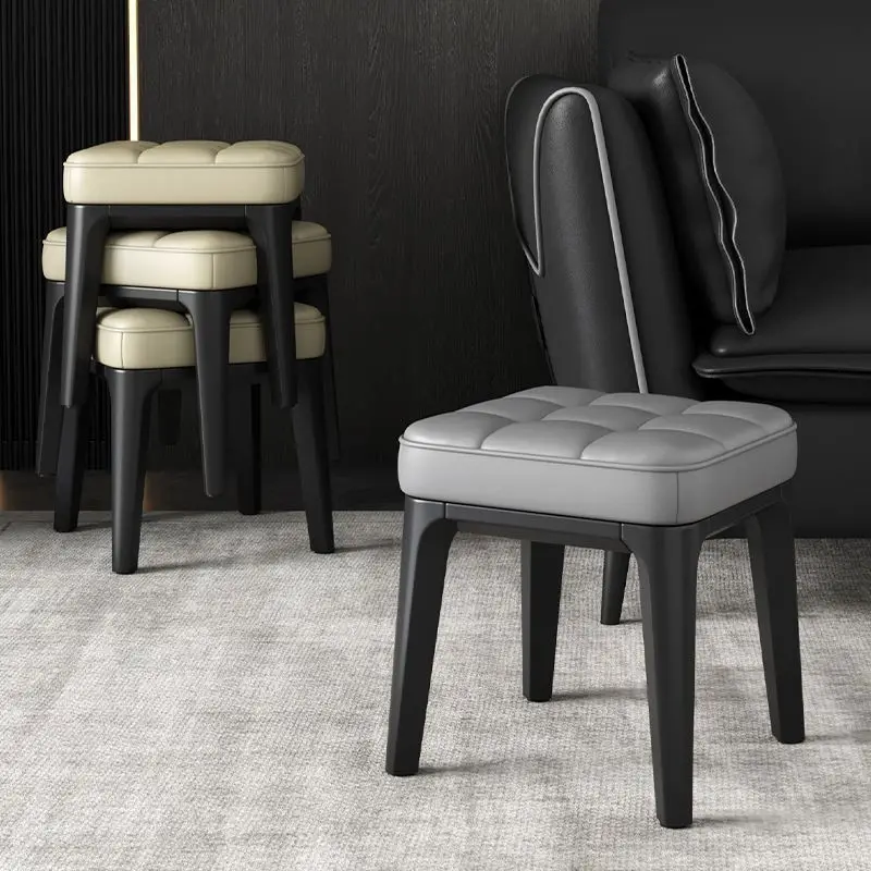 Stackable Thickened Square Stool Home Use Ottoman Footrest for Living Room