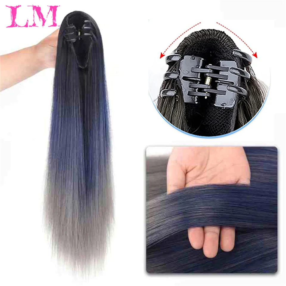 LM الاصطناعية مخلب كليب على مستقيم ذيل حصان الشعر التمديد ذيل حصان تمديد الشعر للنساء ذيل حصان الشعر هيربيسي #5