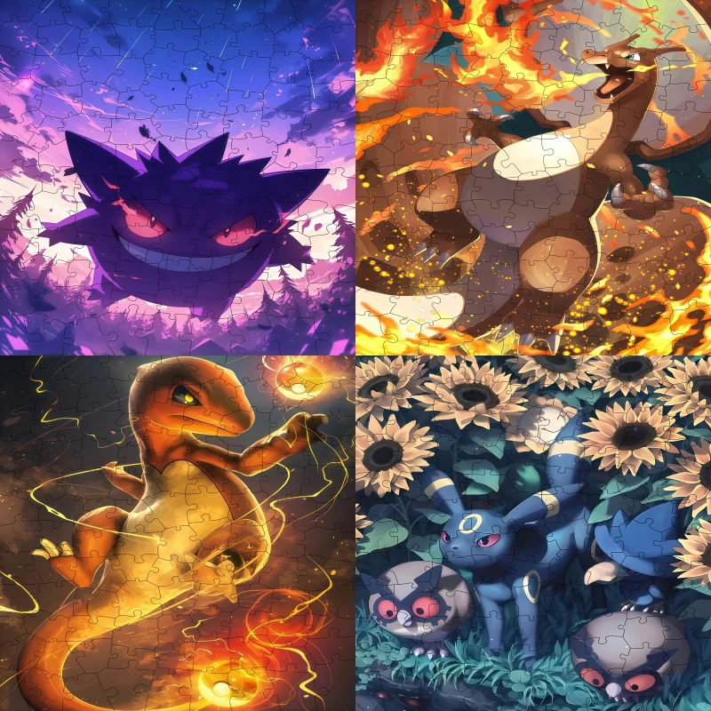 

Wooden Puzzle for Pokemon Charmander Umbreon Charizard Gengar Mew Eevee Anime Brain-Boosting Adult Child Desktop Jigsaw Fan Gift
