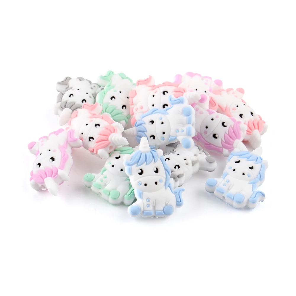 5/20/50pcs Silicone Beads Unicorn Animal Focal Beads DIY Pendant  Keychain Necklace Accessories For Jewelry Making