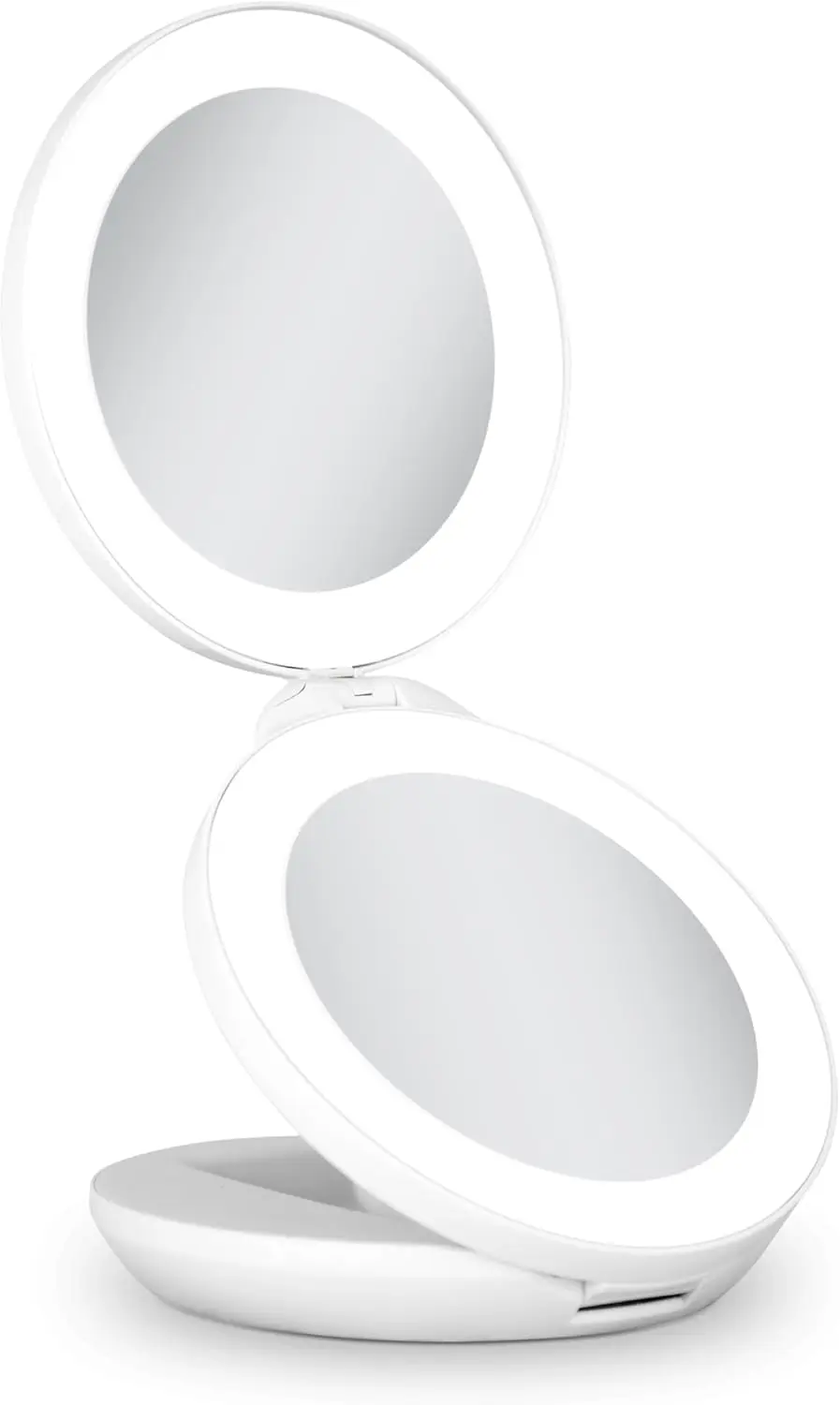 

Дорожное зеркало для макияжа с подсветкой, двойное увеличение 10X/1X, складная конструкция со светодиодной подсветкой, портативное зеркало на батарейках