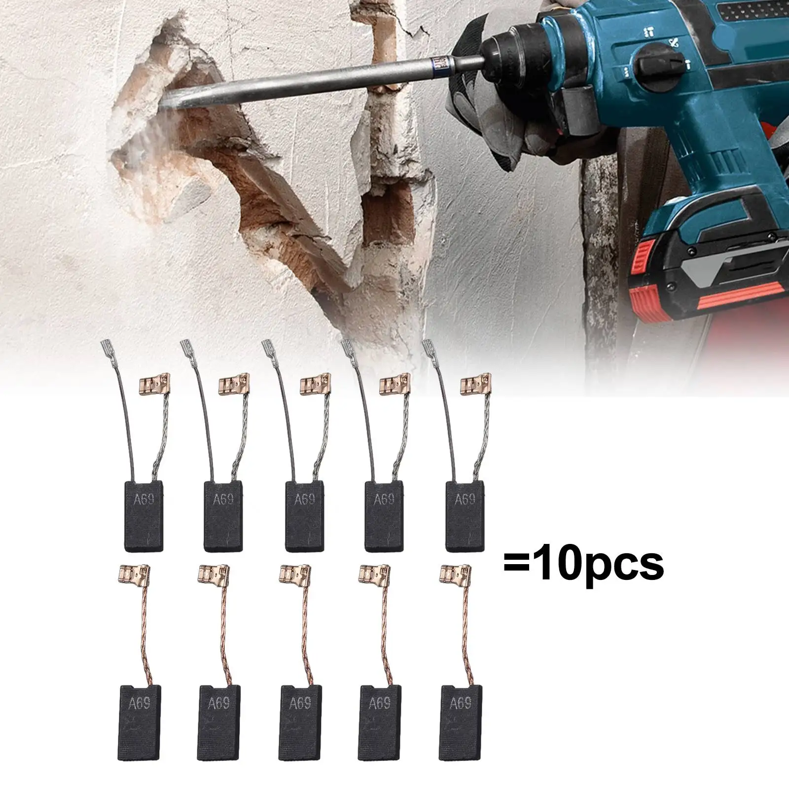 

Carbon Brush Replacement Kit Includes Ten Pieces Compatible with Multiple For Bosch Drill Models Including GSH Series