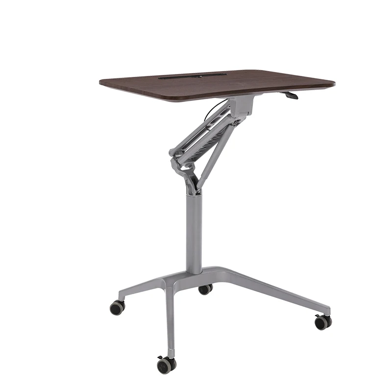 

Pneumatic Desk Height Adjustable Laptop Table with Wheels Mobile Standing Desk