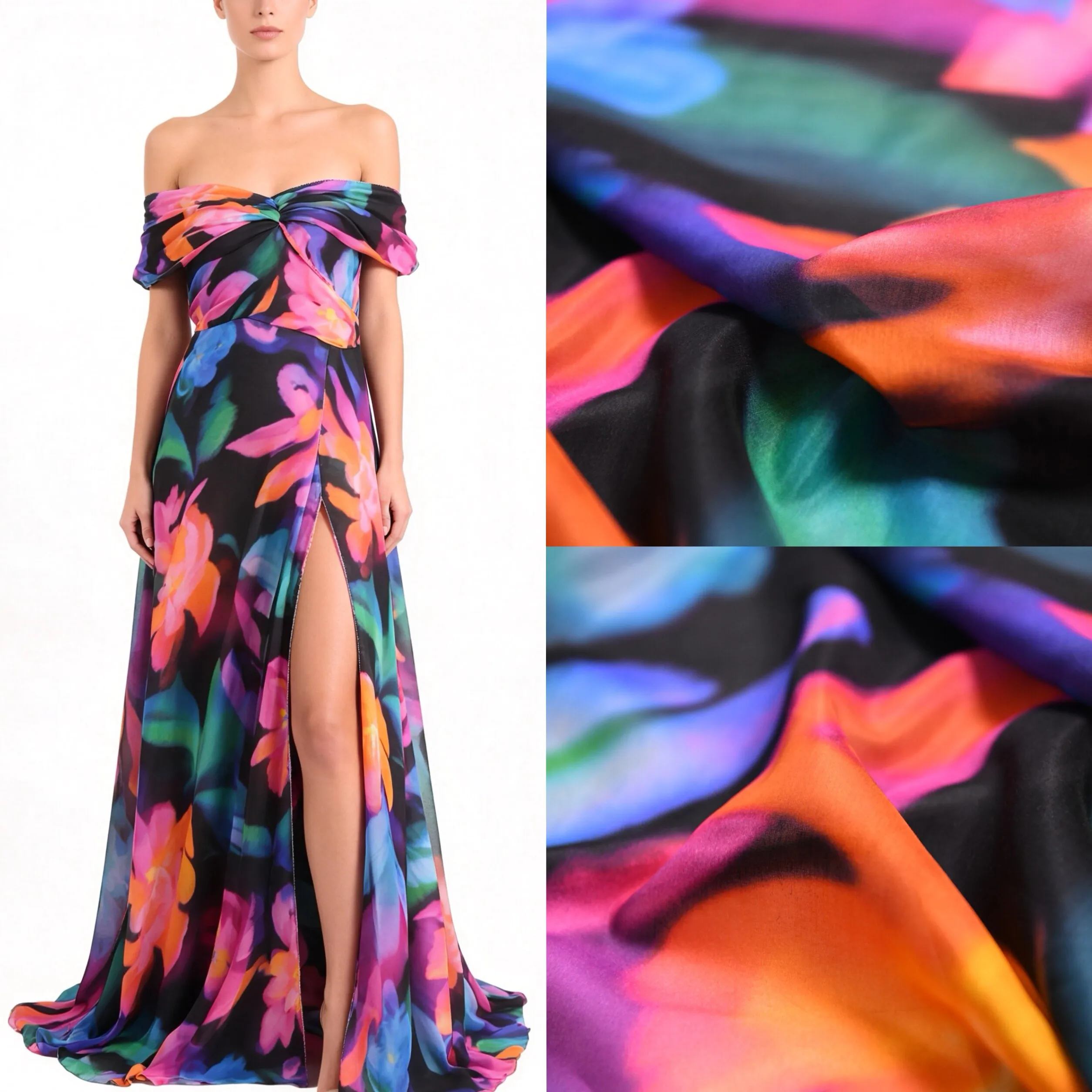 3m Txl Silk High Count Cotton Blend Fabric Retro Artistic Tropical Bouquet Print Strong Visual Impact Dress Material