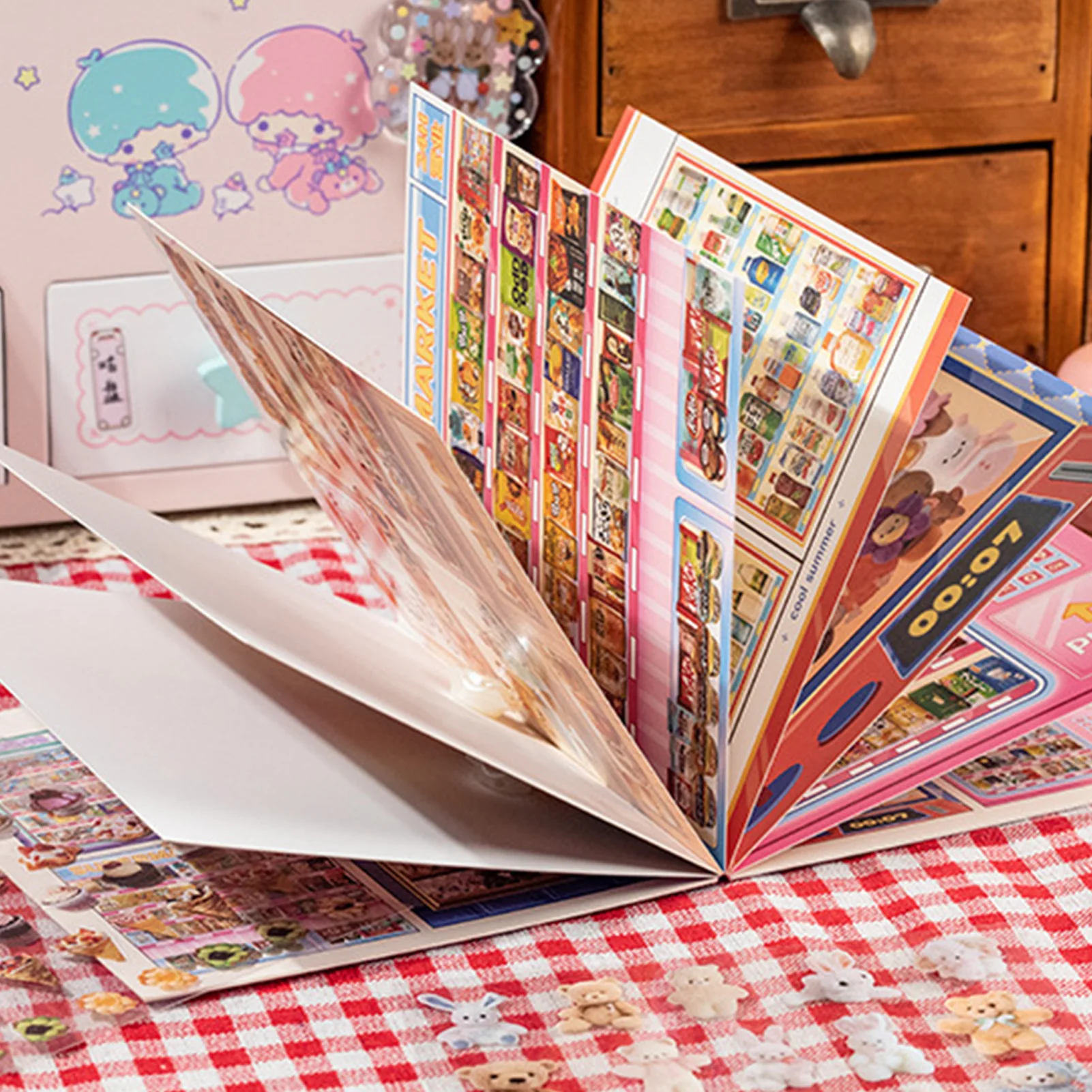 ملصقات المشهد الكرتونية كتاب ممتع DIY ملصقات آلة بيع الوجبات الخفيفة للأطفال مادة الحيوانات الأليفة المناظر الطبيعية الكولاج سكرابوكينغ #4