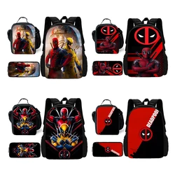 Child Superhero Deadpools School Backpack with Lunch Bags ,Pencil Bags ,School Bags for Boys Girls Best Gift