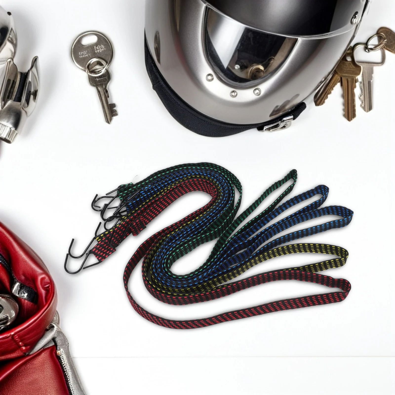 

5 Pcs Elastic Tie Rope with Hook Camping Cords Bungee Hooks Straps for Luggage Cargo