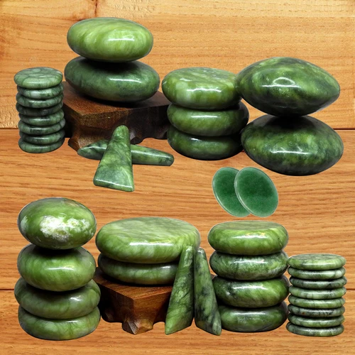 Imagen 2 del producto Tontin Jade terapia de glaseado juego de masaje de piedra caliente masajeador de espalda piedras para el cuidado de la salud para masaje columna vertebral piedra de basalto spa