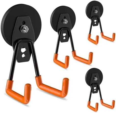 

ENUODA Heavy Duty Magnetic Hooks 4-Pack – Strong Rare Earth Magnets for Garage & Tool Storage
