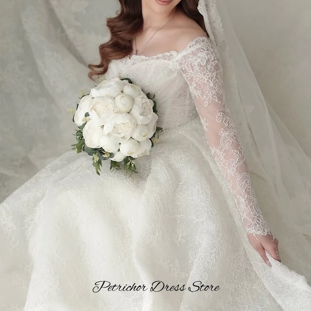 Romantisches Organza-Hochzeitskleid nach Maß, elegant, mit langen Ärmeln, Brautkleider, exquisite Spitzenapplikationen, Vestido De Novia