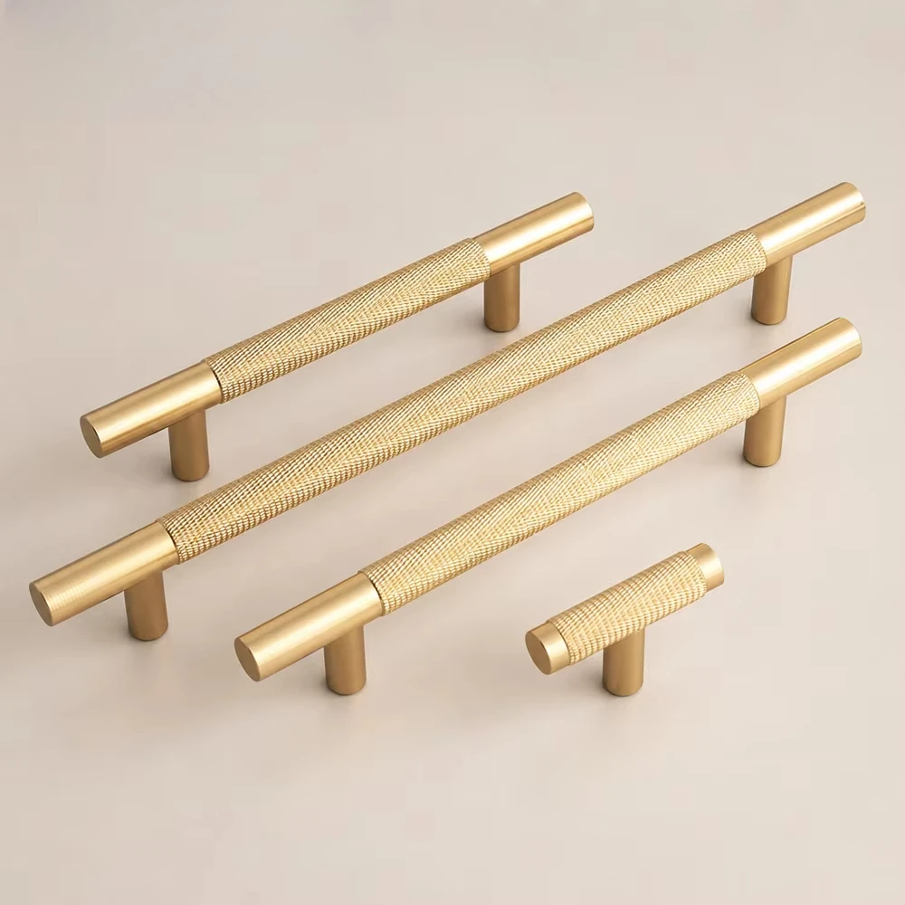 Solid Brass French Luxury Nordic Minimalist Striped Cabinet Handle For Wardrobe Drawer & Dresser-Eco-Friendly Single Hole Design