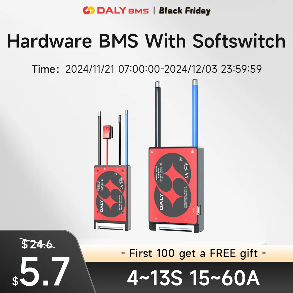 Daly Bms Balancer Li-ion LiFePO4 BMS Switch 3S 4S 5S 6S 7S 10S 12S 13S 14S 15S 16S 20S 24S 12V 24v 40A 36v 48v 60v battery 18650