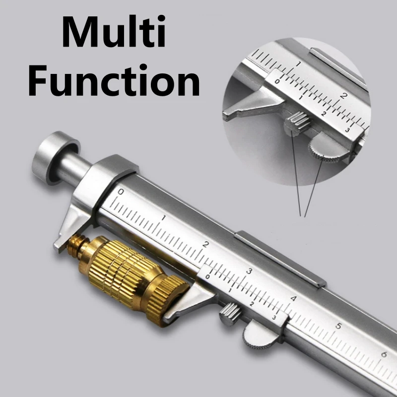 0-100MM Calipers Pen Vernier Caliper Tool Ballpoint Silver Vernier Caliper Multifunction Creative School Gifts Marker Pen