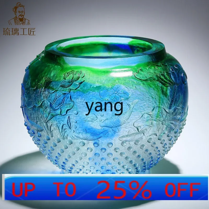 LH lotus cornucopia ornament glazed handicrafts living room entrance study decoration