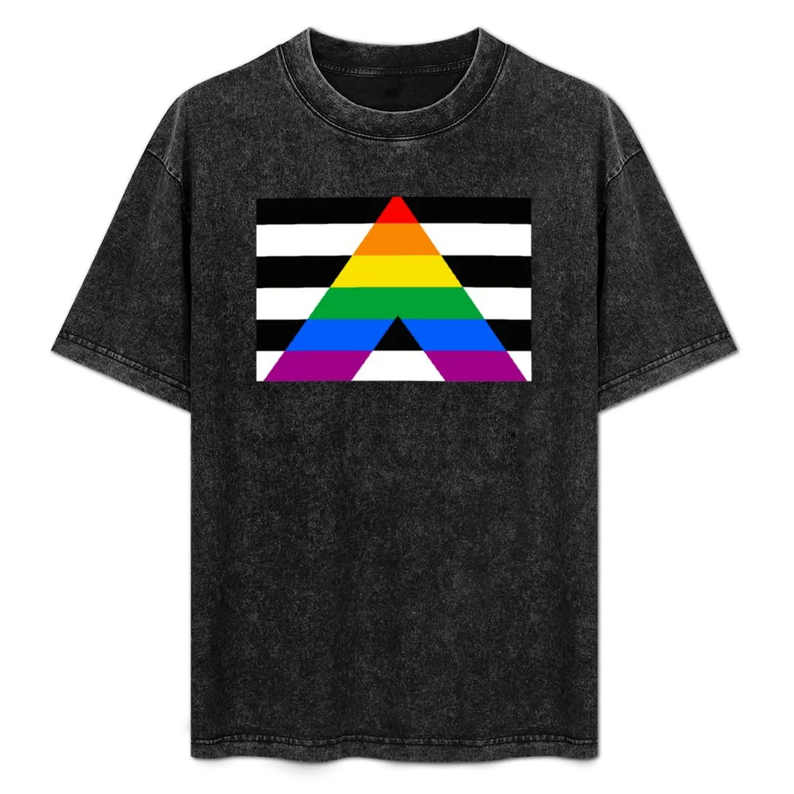 

Straight Ally Pride Flag T-Shirt Basic Short Sleeve T-Shirt for Men