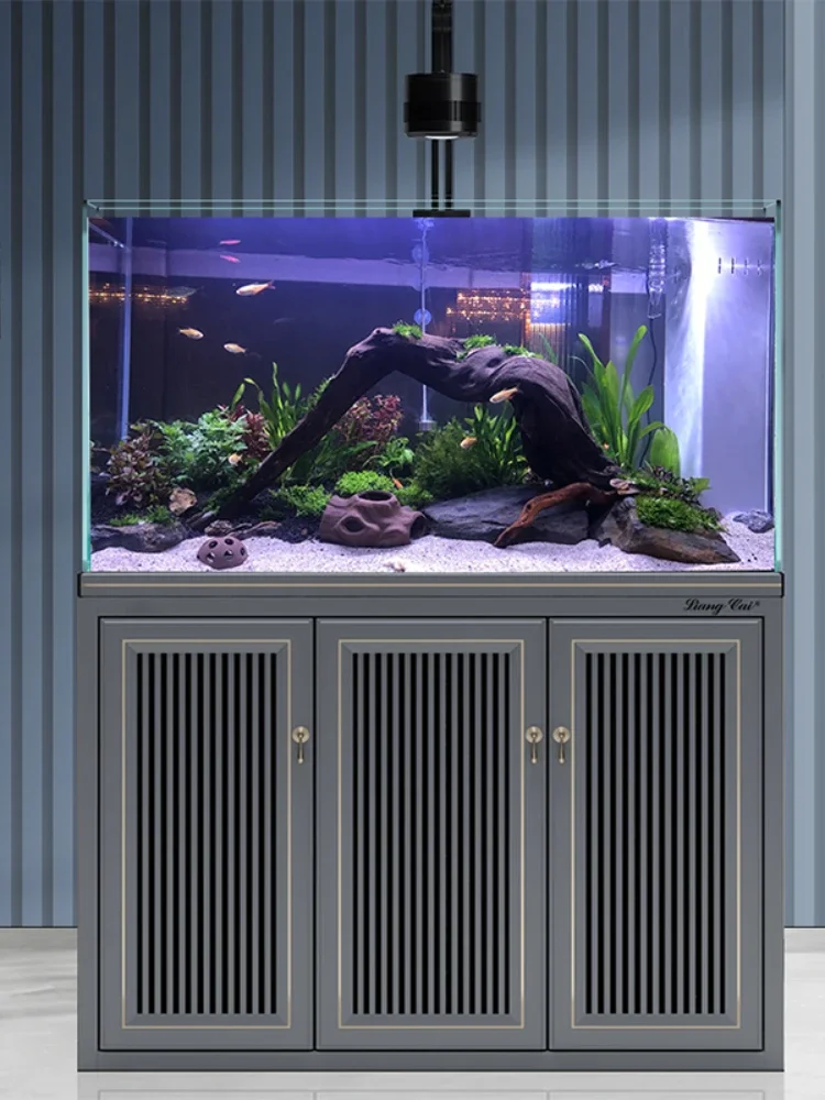 Fish Tank Living Room Creative Rain Drip Grass Tank Bottom Filter Aquarium Small Household Dry Wet Separation Glass Stream