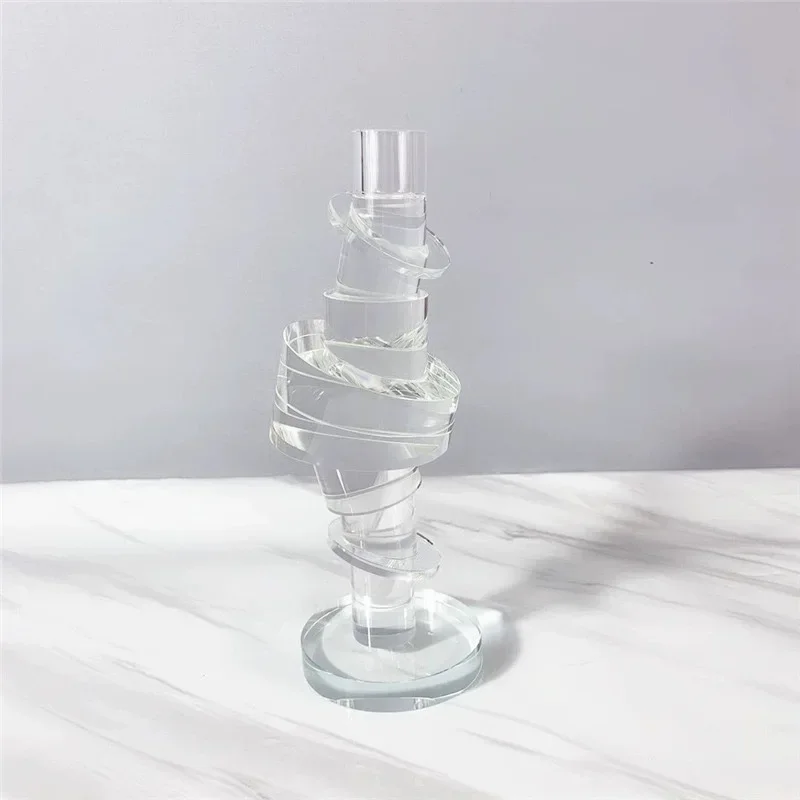 U2  Glass Ornament Geometric Crystal Sculpture Round Ball Cylindrical Stack Transparent Decorative Figurines Home Decoration