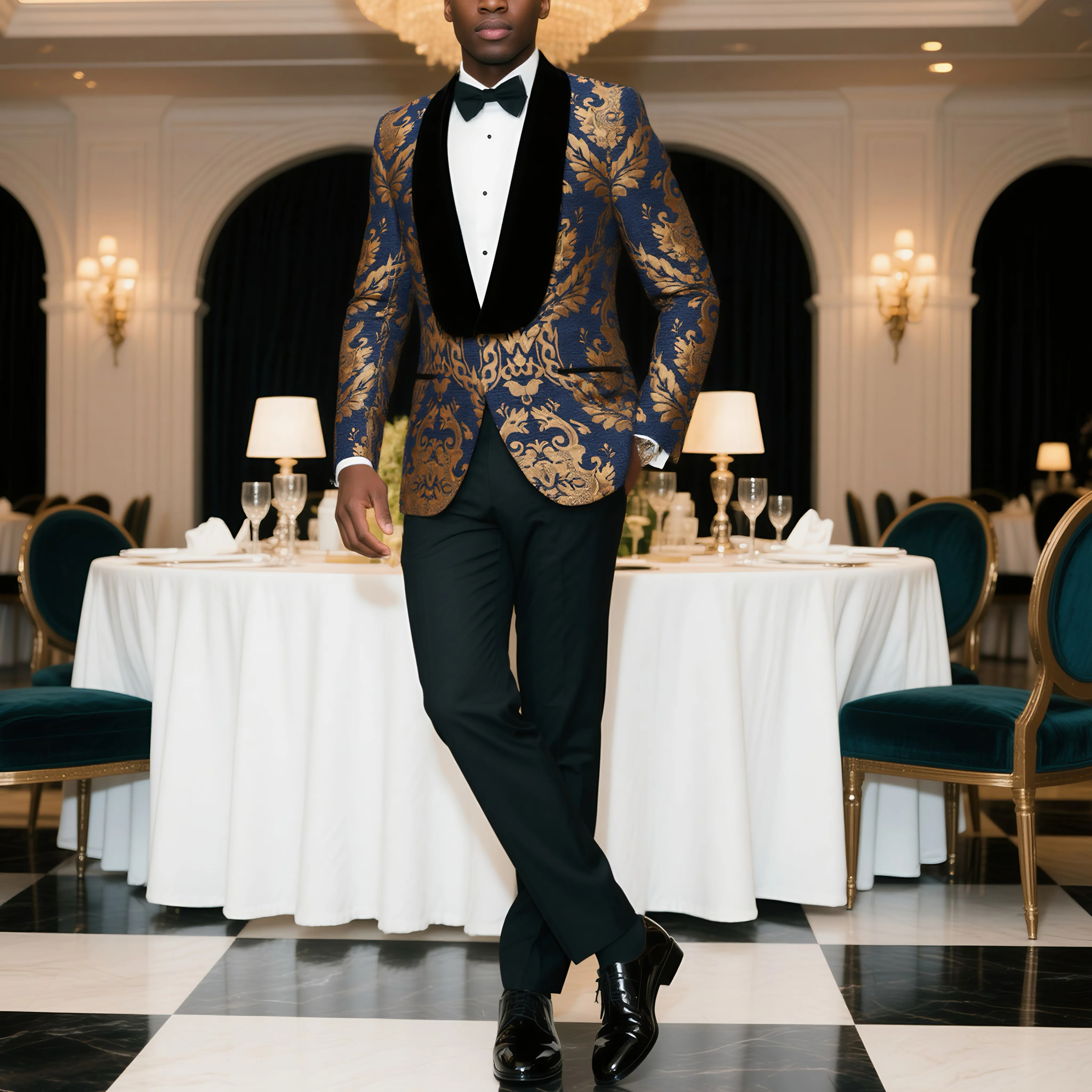 Mens Floral Tuxedo Jacket Paisley Shawl Lapel Suit Blazer Jacket For Dinner,Prom,Wedding