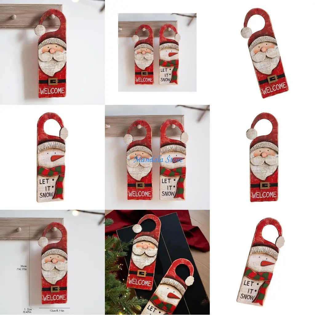 

U2JC No Residues Wooden Christmas Wall Hangings Festival Home Decors For Living Room Entryway Safe Adhesive