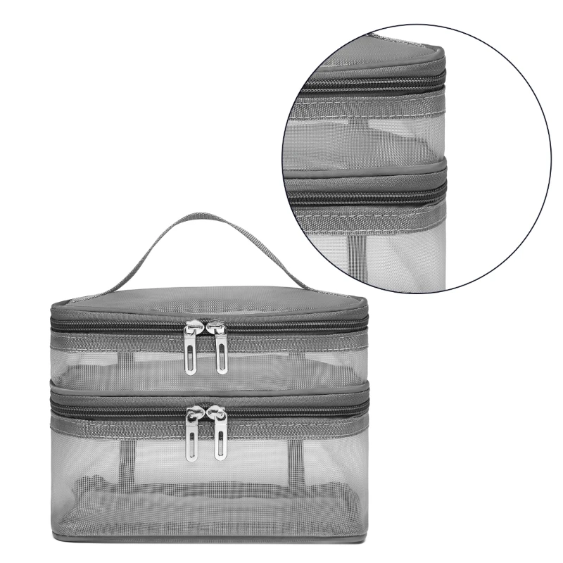 Cosmetic Bag Nylon Makeup Bag Single/Double Layer Cosmetic Bag Large Capacity Toiletry Storage Bag for Travel Portable