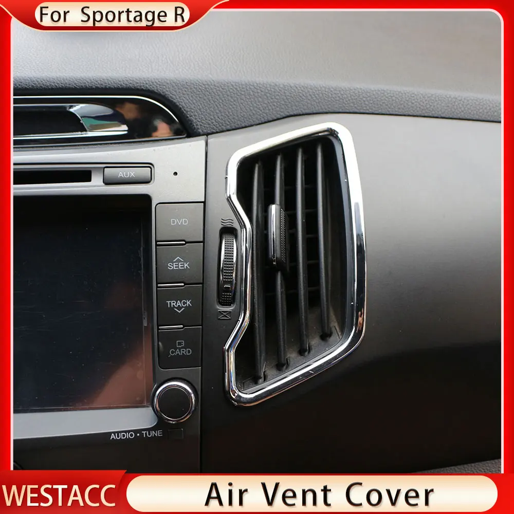 A/C Vent Cover Sticker Trim for Kia Sportage R 3 SL LHD 2011 - 2015 Air Conditioning ABS Chrome Car Interior Accessories