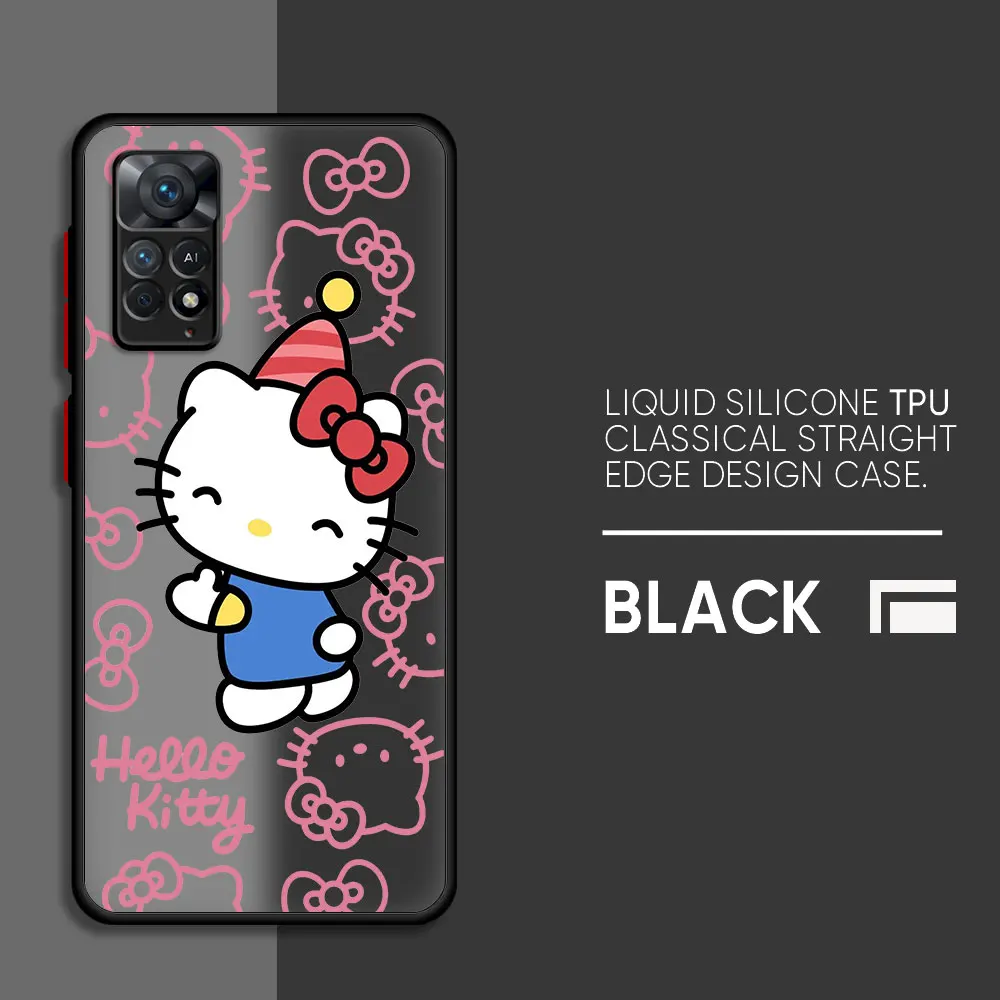 Matte Case For Xiaomi Redmi Note 11 13 Pro Plus 10 12 9S 12S 12C 9 8 K40 10C A1 8T 13C Phone Cover Black Shell Cute Holle Kitty