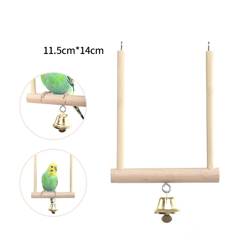 Pet Bird Swing Toys Parrot Wooden Swing Stand Pet Supplies Random Colorful Bird Swing