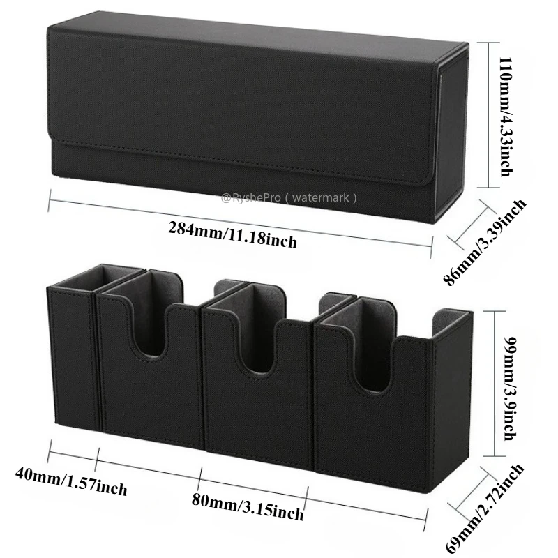 4-in-1-Commandant-Deckbox mit Würfeltablett, Sammelkarten-Aufbewahrungsbox für 270+ ummantelte Karten für Yugioh MTG TCG PTCG Sportkarten