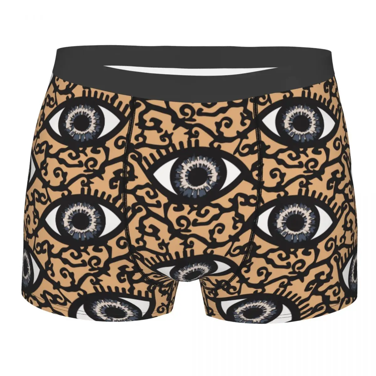 Men Textured Eyes On Beige Background Underwear Sexy Boxer Shorts Panties Homme Soft Underpants S-XXL