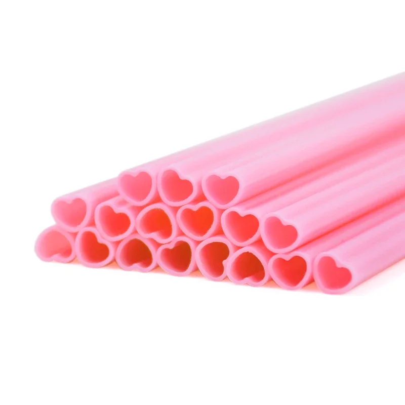 10 Pink Heart Shaped Disposable Drinking Straws, Bridal Shower, Wedding Birthday Supplies Singles Party Valentine's Day Gifts