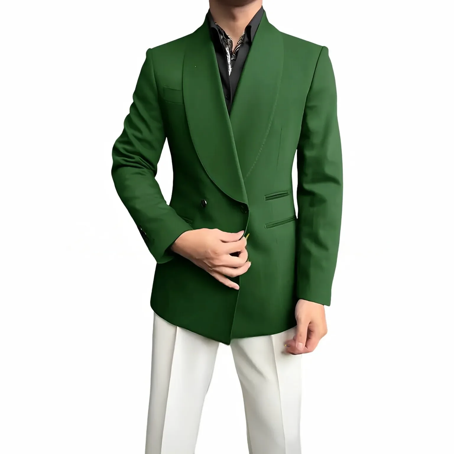 

Elegant men's suit 2-piece (jacket+pants) Dark green double-breasted custom premium tuxedo wedding cocktail Banquet Xmas party
