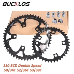 BUCKLOS Road Bike 110BCD Chainring 34-53T Double Speed Bicycle Chainwheel 50/34T 52/36T 53/39T Bike Crown for Shimano Crankset