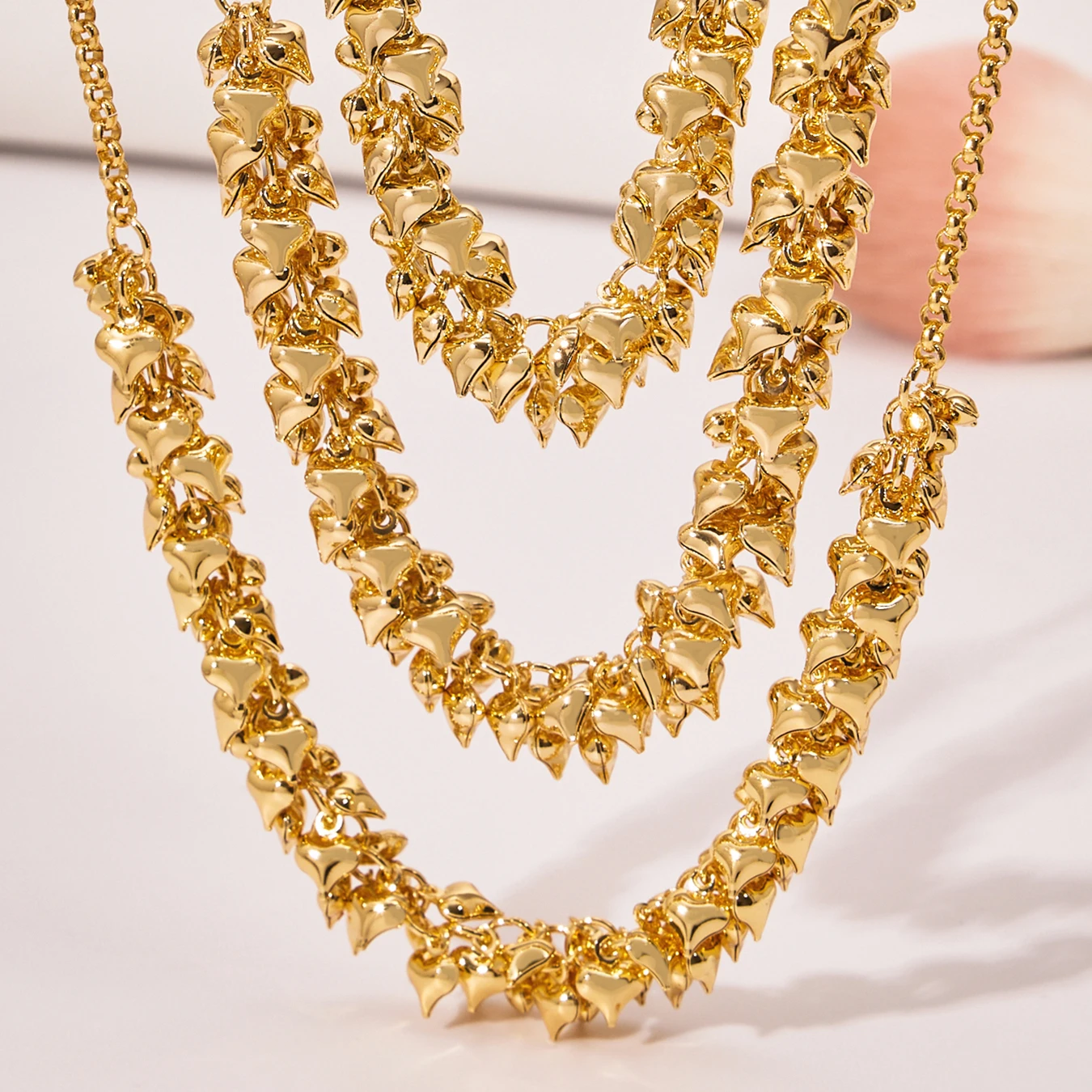 Neue silber-goldene Herz-Quasten-Halskette für Damen, modisch, 316 Edelstahl, vergoldete Kette, Halskette für Damen, wasserdichter Schmuck – Detail 12