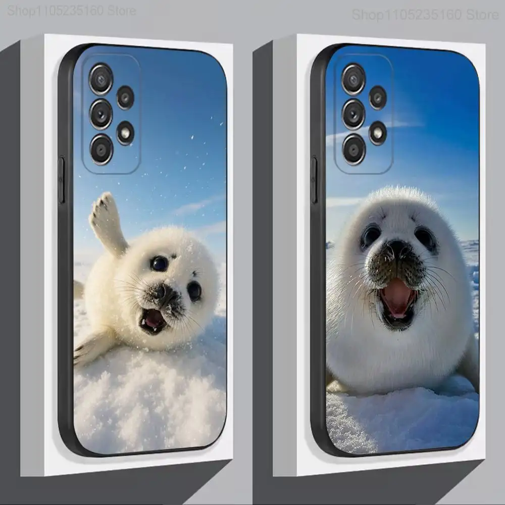 

S-Seal Animal Cute Phone Case For Samsung S 9,10,21,30,22,23,24,25,Ultra,Plus,Lite,FE,4,5G Black Soft Case