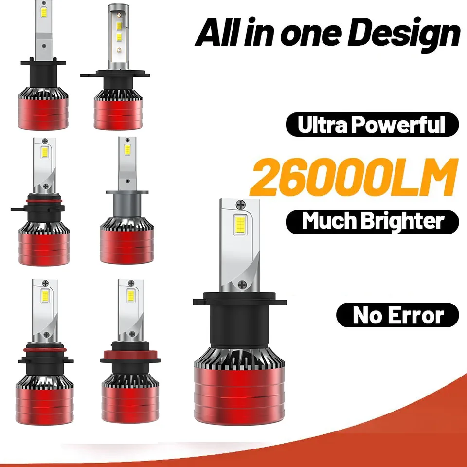 Heyword 2Pcs Car Headlight H4 H7 LED H11 9005 9006 H1 Auto Bulbs 400W 72000000LM Light Lamp 6000K 12V Led Headlight Bulbs