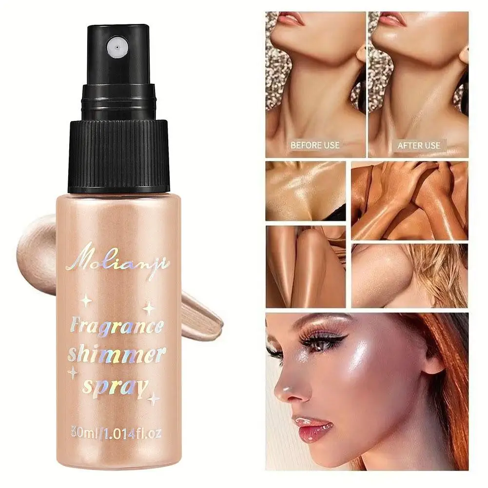 Diamond Liquid Glitter Powder Spray,Body Highlighter Shimmer Glow Makeup Face Party Face Makeup Hair Body Daily Luminizer,S B8Y1