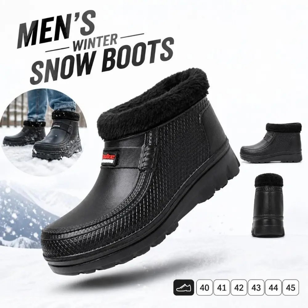New Waterproof Winter Snow Boots EVA Lined Cotton Shoes Slip Resistant Ankle Height Men's Winter Boots Outdoor Work