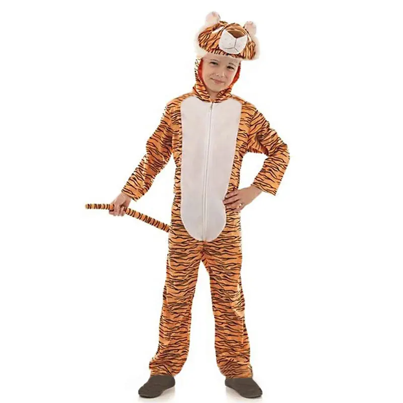 Umorden-Macacão de tigre para crianças, capuz para crianças, festa temática animal, vestido extravagante para meninos e meninas, 2-8Y