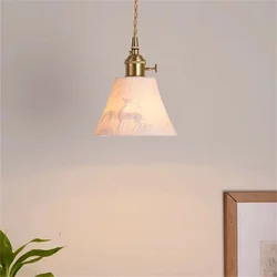 Modern White Ceramics Pendant Lights for Kitchen Bedroom Bedside Hotel Hanging Lamp Restaurant Cafe Ceiling Chandeliers
