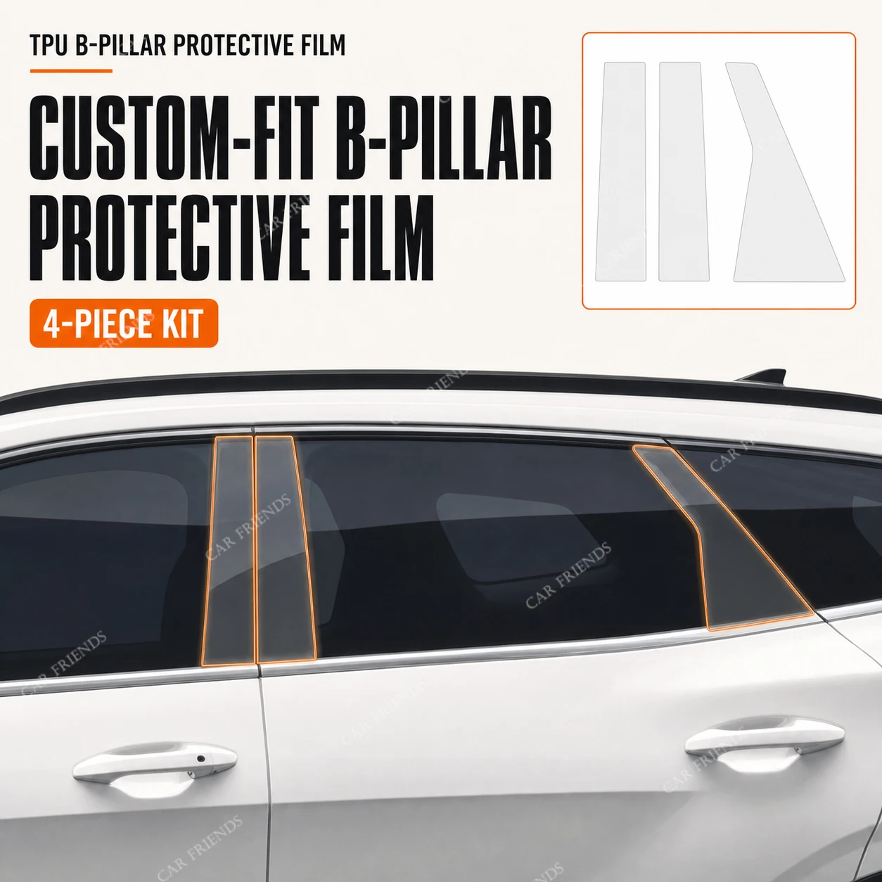 2x Custom Fit For Kia Sportage NQ5 2022-2023 TPU B-Pillar Protective Film Door Window Pillar Trim Protector