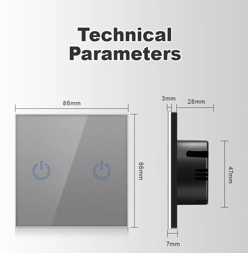 EU standard wall touch light switch,Touch Switch wall power sensor switch, white crystal glass panel, with LED backlight， AC220V