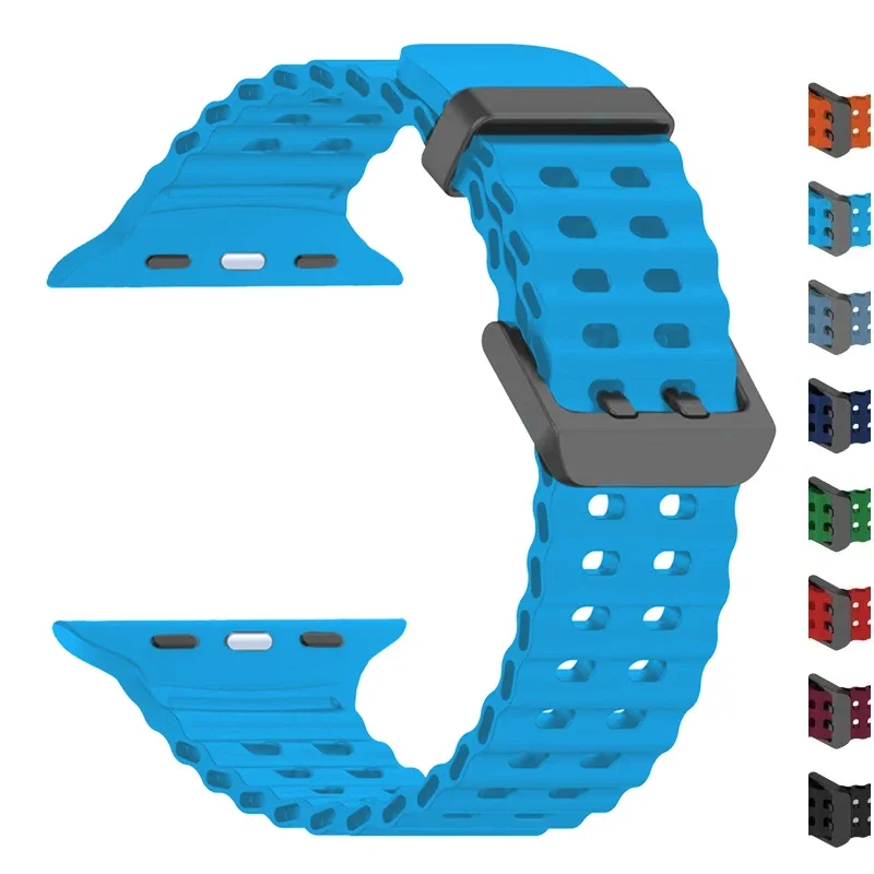 Bracelet en silicone pour Apple Watch, Bracelet dehors pour iWatch Series 9, 8, 7, 6, SE, 5, 4, 3, 2, Ultra 2, 49mm, 45mm, 44mm, 42mm, 38mm, 41mm, 40mm