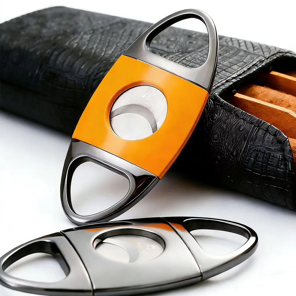 

Металлический резак для сигар с двойными лезвиями, машинка для стрижки сигар, гильотина, ножницы, аксессуары для дома, нож для резки табака, роскошный